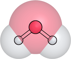 Representação de uma molécula de água.